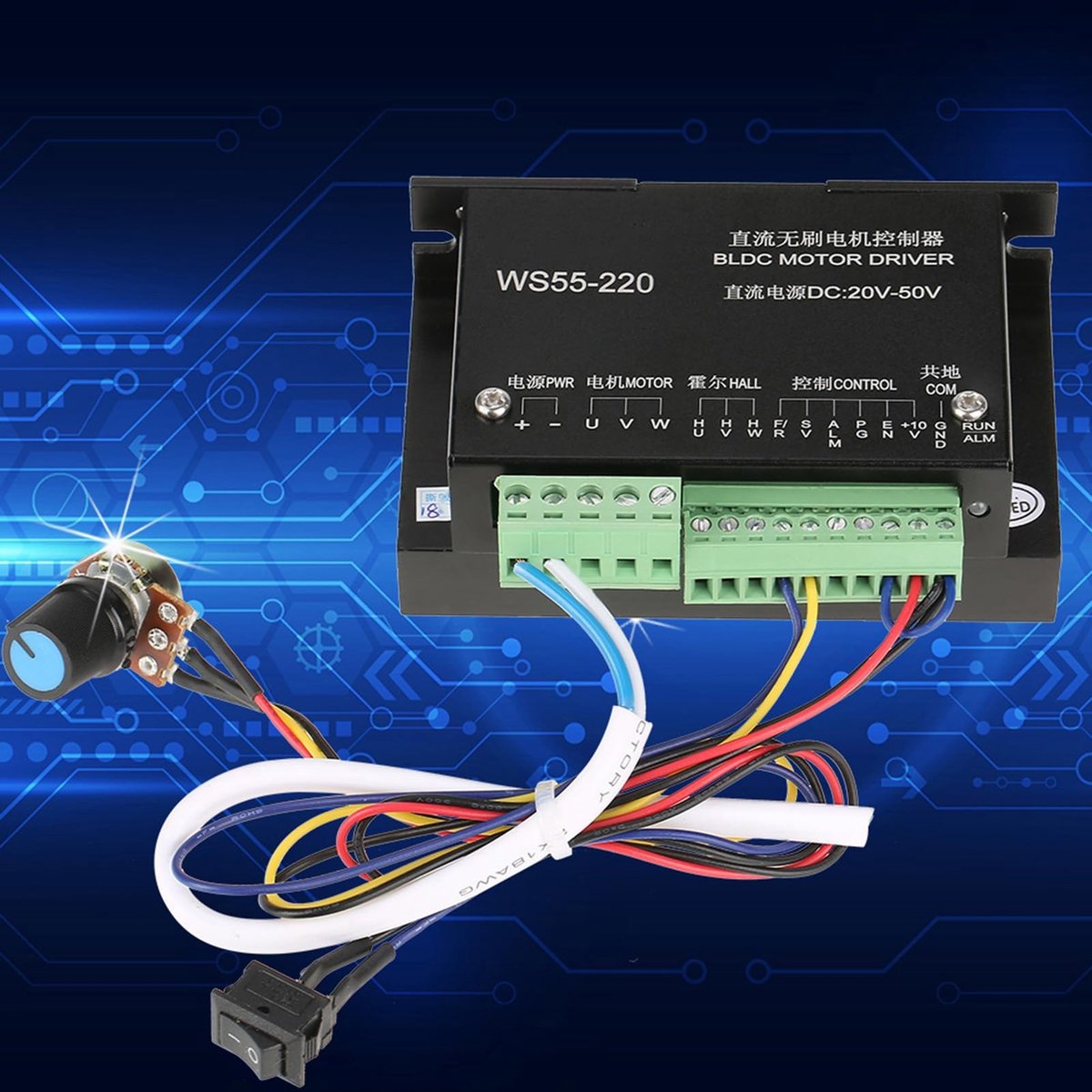 aladdien - DC Motor Driver Controller - 500 W - Compact en krachtig - 48 V - Geschikt voor toepassingen - Ondersteunt hoge snelheden - Voor prof...