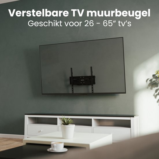 Auronic TV Muurbeugel - 26 tot 65 inch - Tot 45 kg - Draaibaar - Kantelbaar - Uitschuifbaar - Zwart