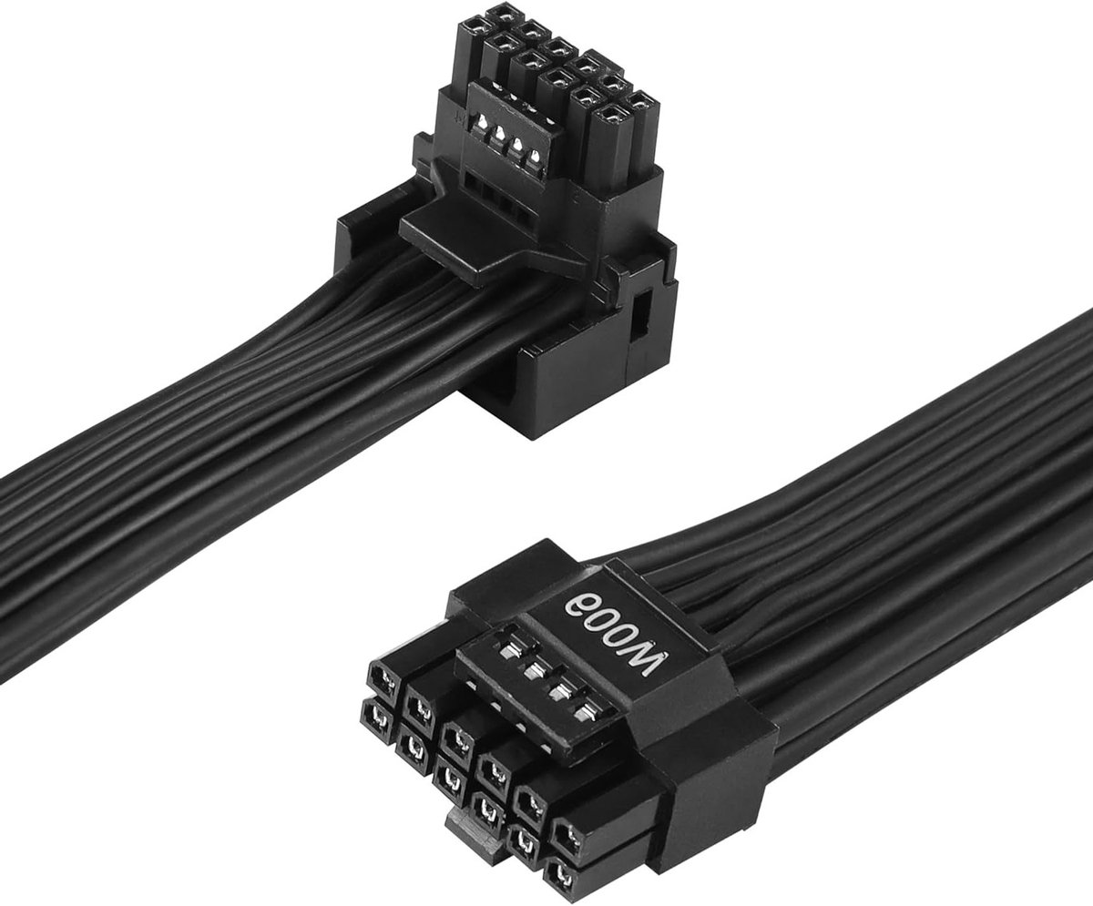2.3FT 90 Graden 12VHPWR ATX3.0 Voedingskabel, PCI-e 5.0 600W 16 Pin Male naar Male, Geschikt voor Nvidia 4000 Series en RTX 3000 FE GPU