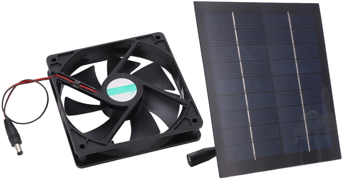 aladdien - Zonneventilator - Draagbare Mini-uitlaatventilator - Waterdicht - Zonne-energie Aangedreven - Voor Keukens en Kassen - 20W