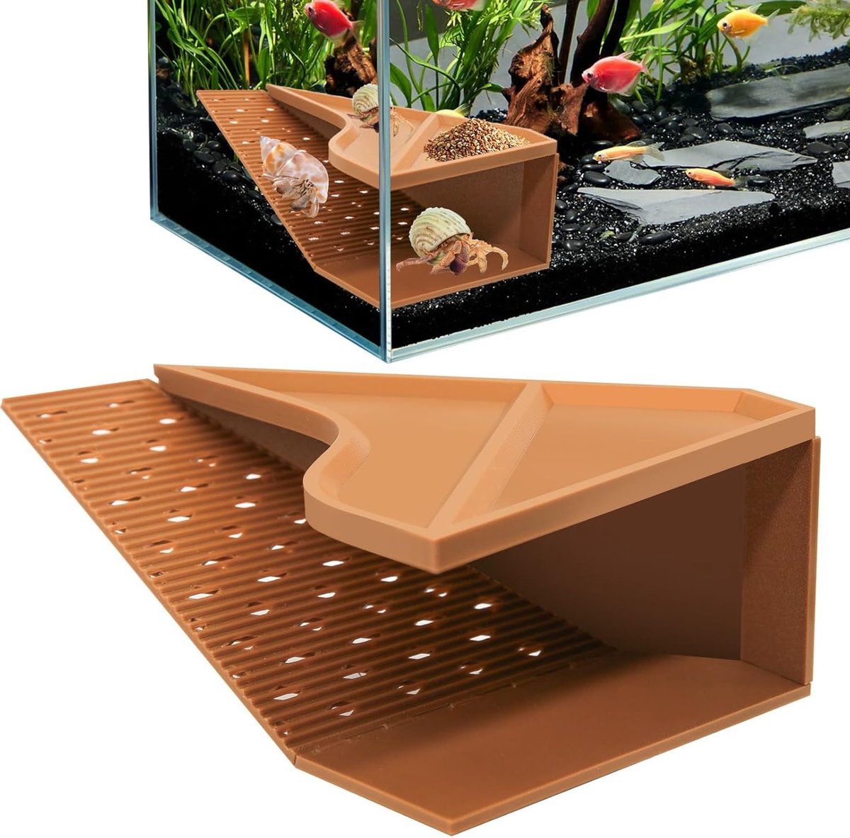 Afneembare schuilplaats voor heremietkreeften, klimspeelgoed en aquariumdecoratie voor krabben tot 6 cm hoog