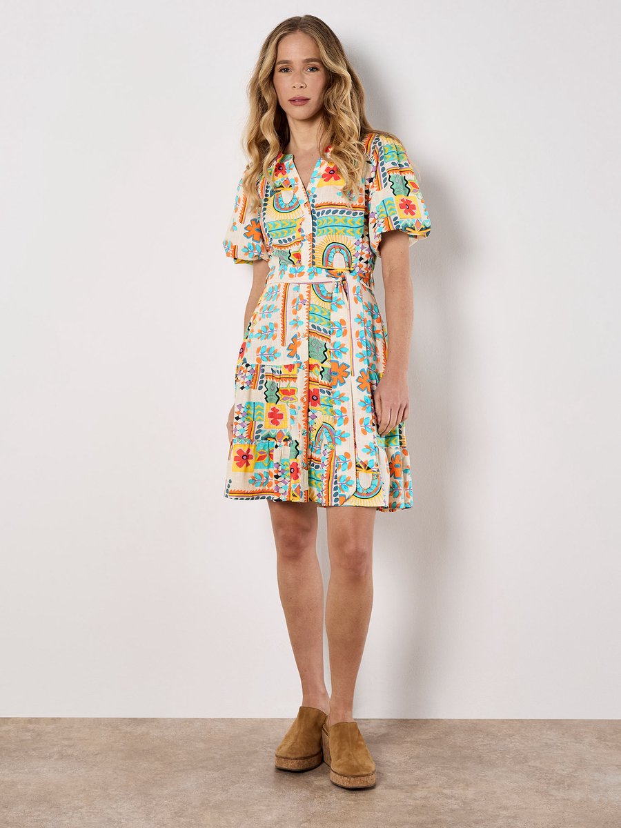 Tropische patchwork-minijurk