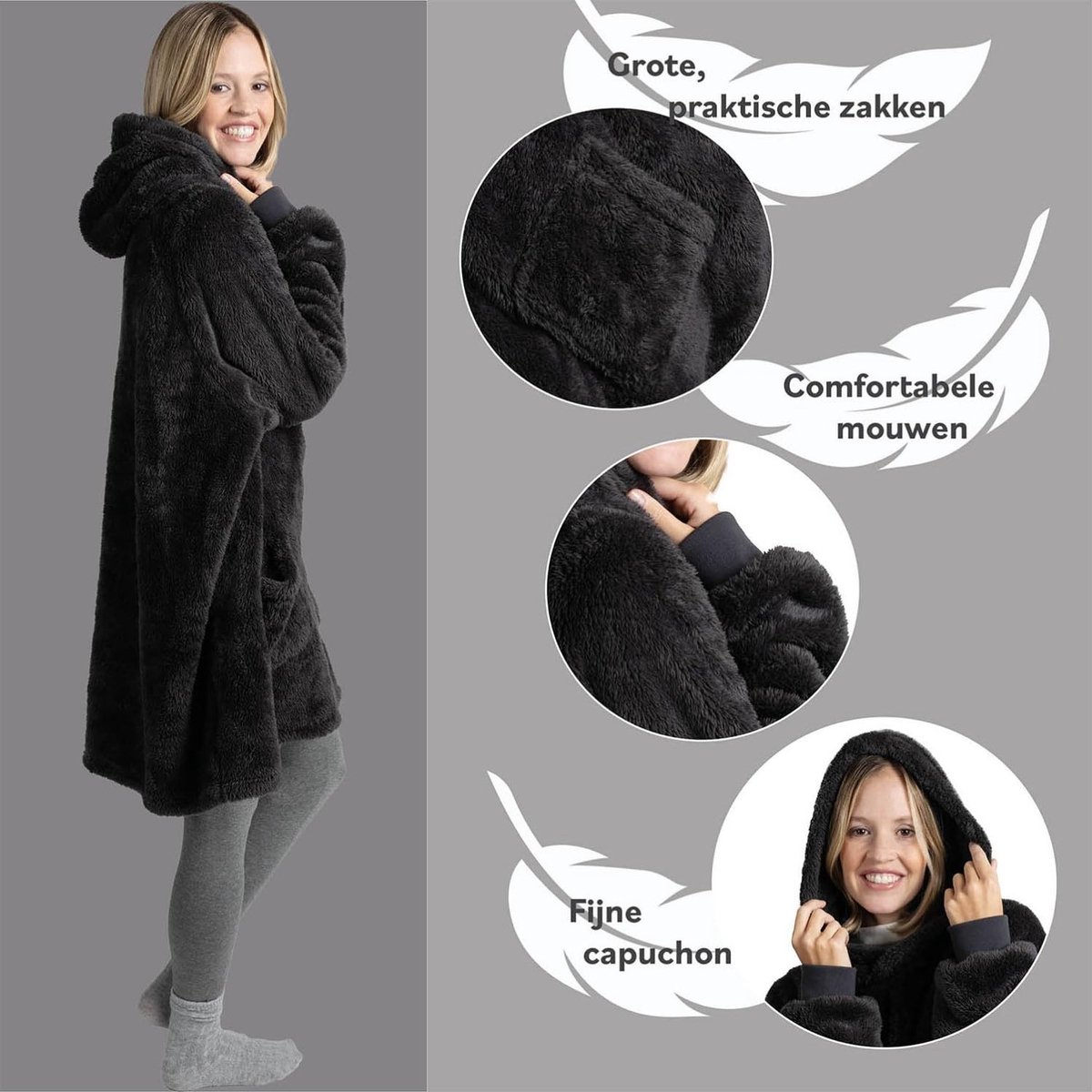 aladdien - Deken Trui - Hoodiedeken - Draagbare deken - Diverse Kleuren en Maten - Uniseks - Warm voor Dames, Heren en Kinderen