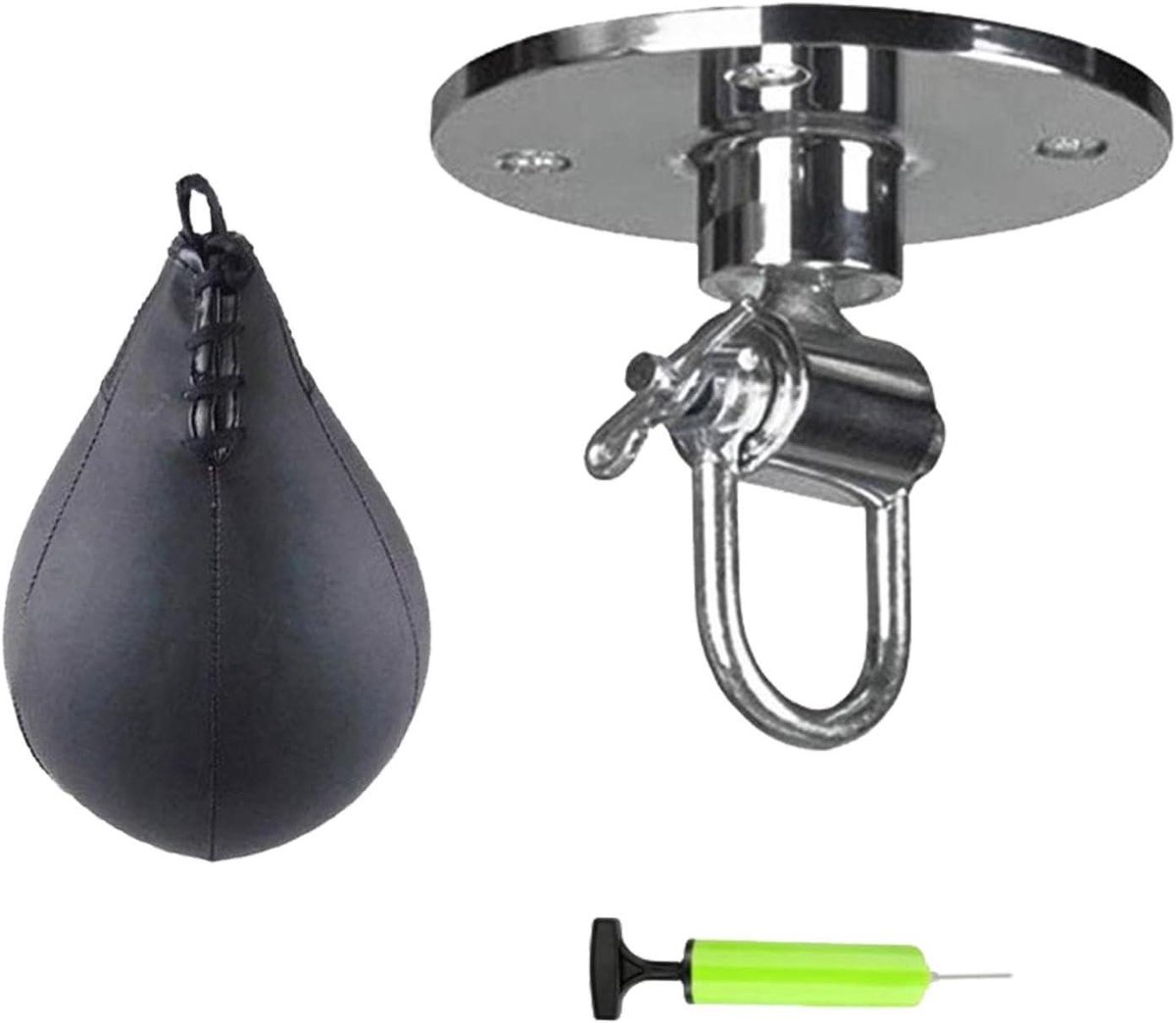 Bokszak Set - Trainingsbal Speed - Intensieve Training - Robuuste Metalen Accessoires - Peerbal 25cm Hoog - Zwart