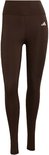 Donkerbruine dameslegging met wit Adidas logo op linkerbeen, staand model.