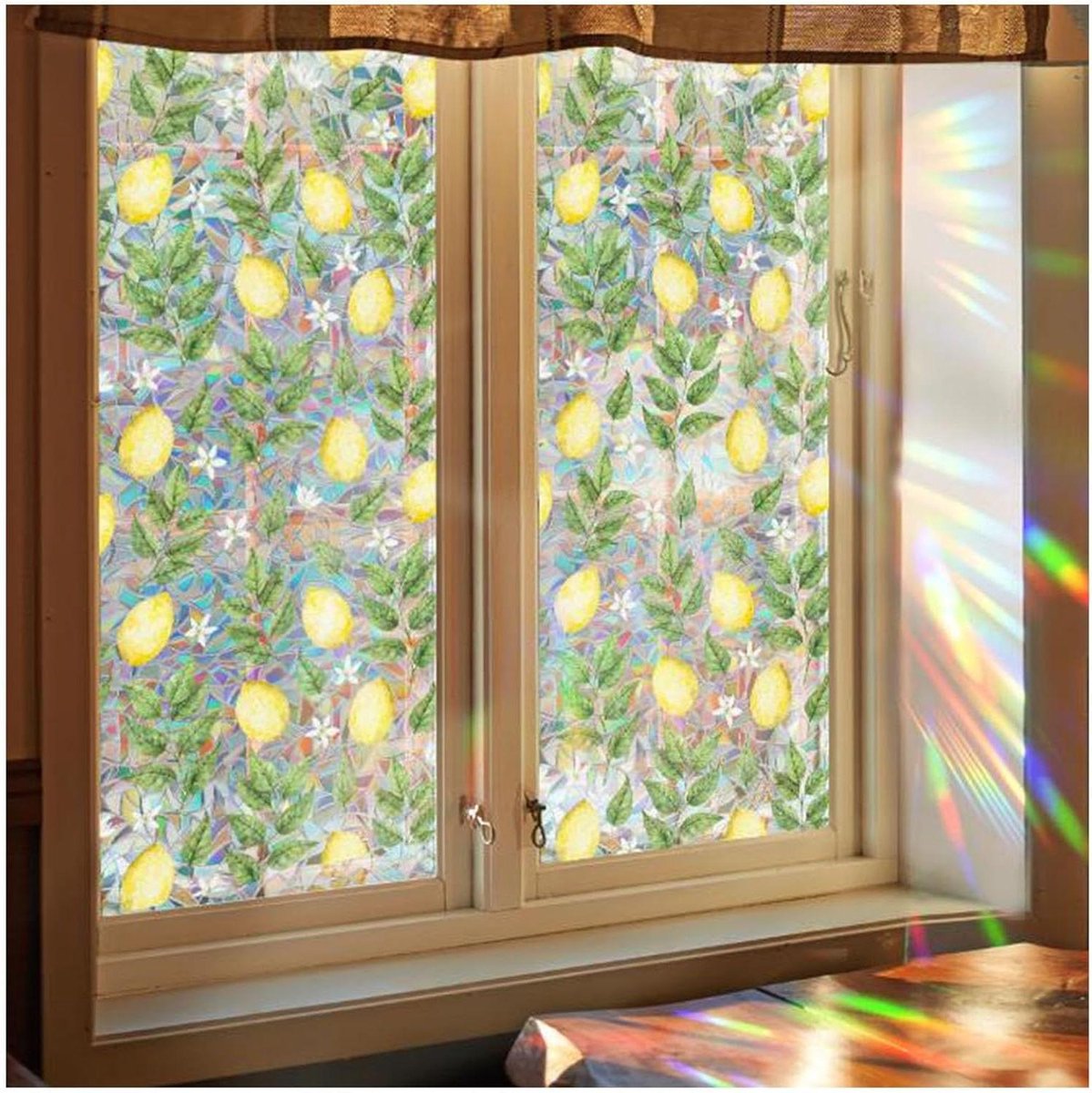 Raamfolie Groen Blad - Privacyfolie Glasfolie - Raamdecoratie - Regenboog Effect - 43x200cm - Groen