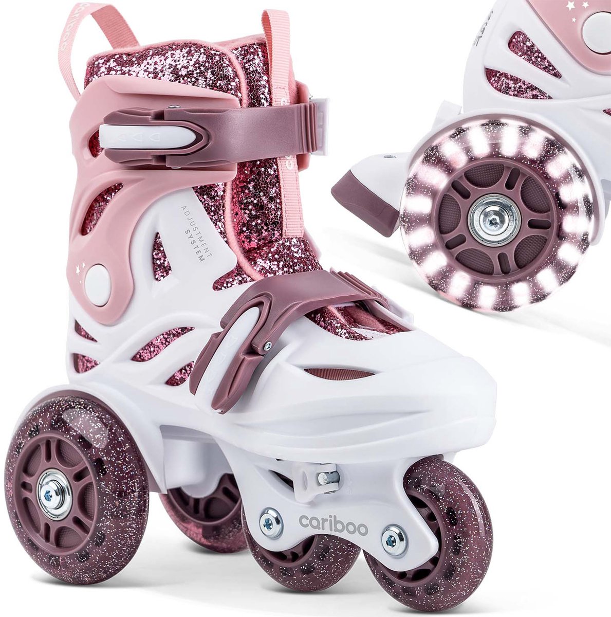 Cariboo Ballerina Skates Inline Kinderrollers Skeelers – voor Meisjes Led-wielen Verstelbare Roze
