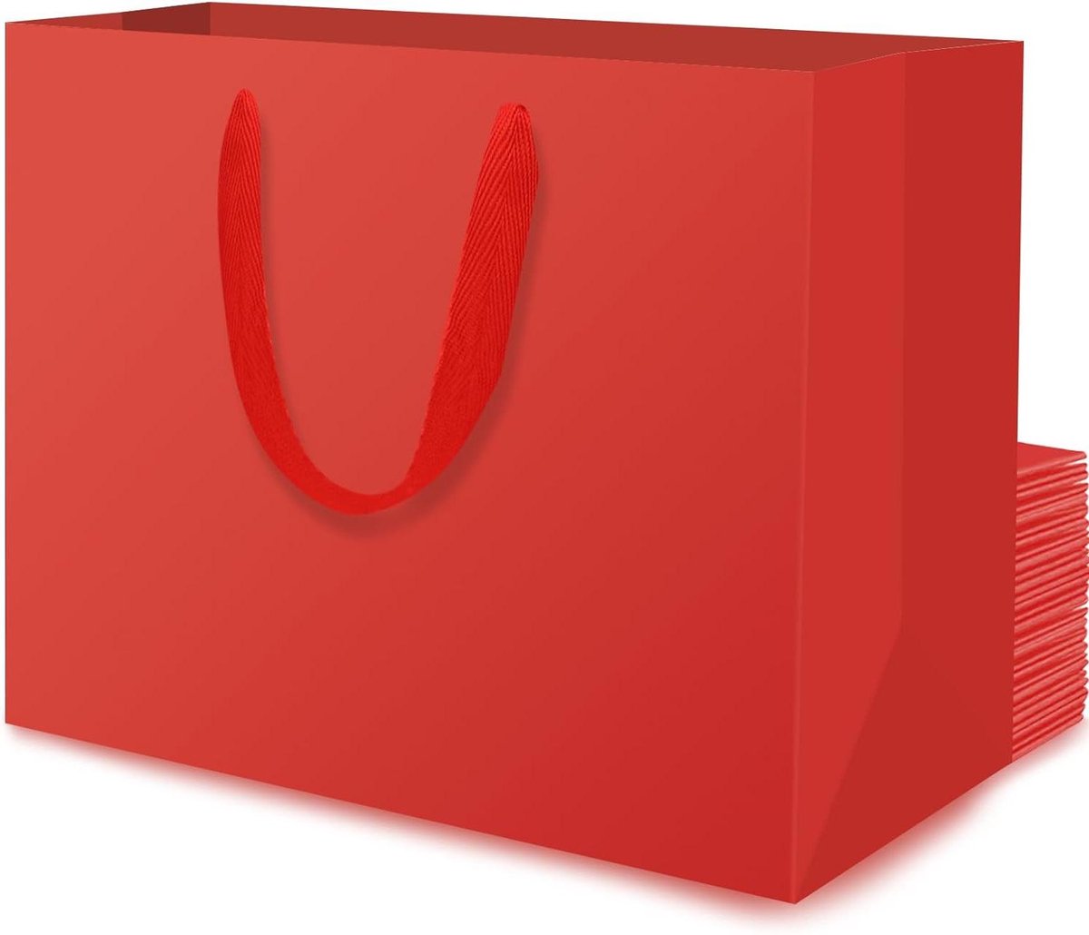 Papieren Zakken - Cadeauzakken Gift Bags - Cadeaus Inpakken - Stevig Kraftpapier 230GSM - 40x15x30cm - Rood