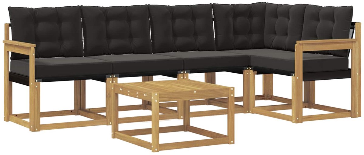 vidaXL Buiten - bank - set - 6 - st - 5-zits - Wit - en - zwart Wit en zwart