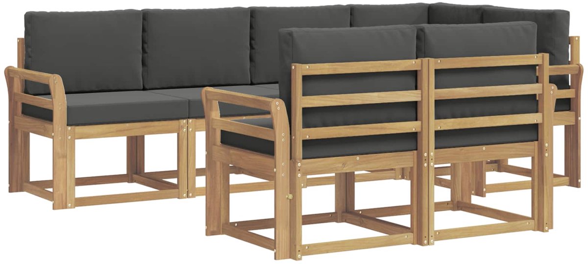 vidaXL Buiten - bank - set - 7 - st - 7-zits - Wit - en - antracietkleurig - Polyester Wit en antracietkleurig