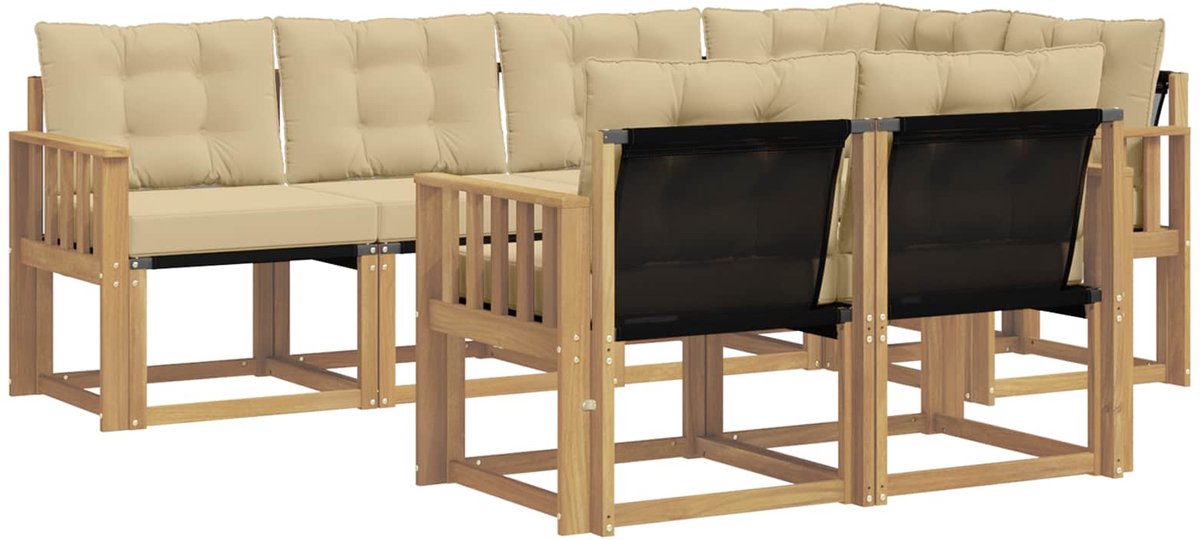 vidaXL Buiten - bank - set - 7 - st - 7-zits - Wit - en - Beige Wit en Beige