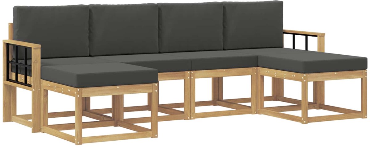 vidaXL Buiten - bank - set - 6 - st - 6-zits - Wit - en - antracietkleurig - Polyester Wit en antracietkleurig
