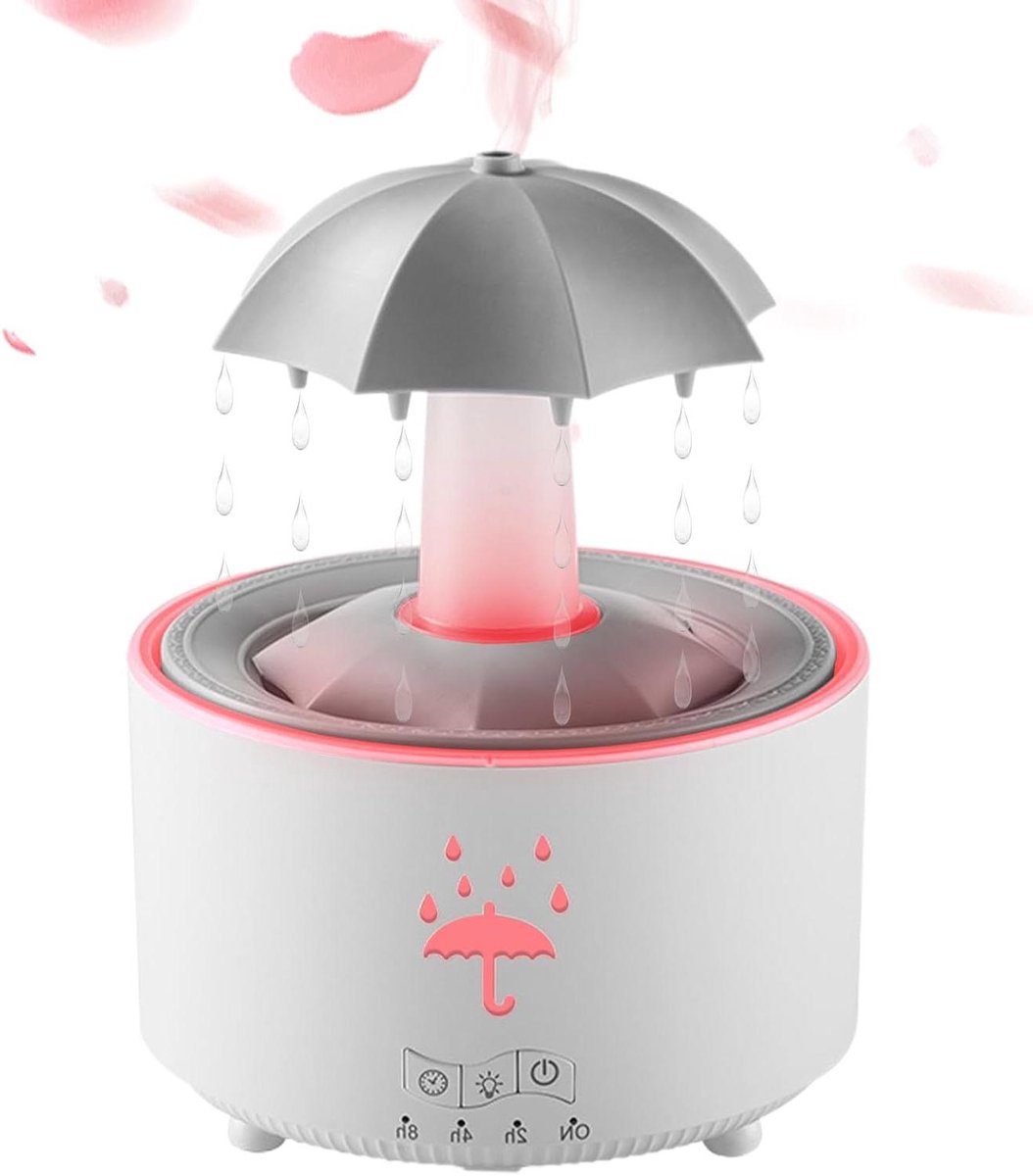 Luchtbevochtiger met Regeneffect - Diffuser Paraplu Mistmaker - Binnenklimaat Verbeteren - 7 Kleuren Sfeerverlichting