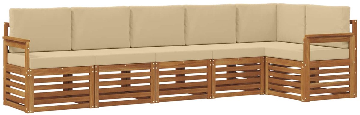 vidaXL Buiten - bank - set - 6 - st - Natuurlijk - en - Beige - Polyester Natuurlijk en Beige