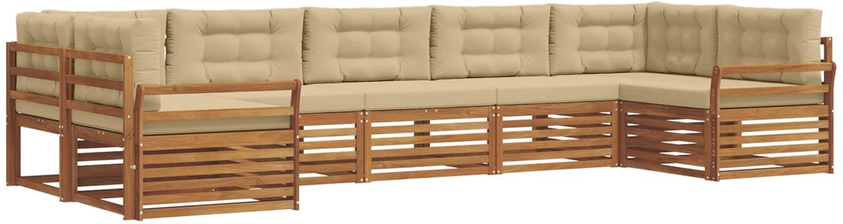 vidaXL Buiten - bank - set - 7 - st - 7-zits - Natuurlijk - en - Beige Natuurlijk en Beige