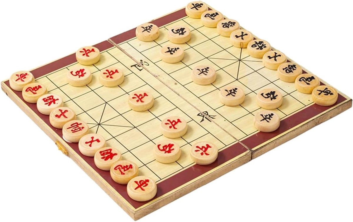 Chinees Schaakspel - Xiangqi Set - Strategisch Spel - Opvouwbaar Houten Bord - 31 x 18 cm - Multicolor