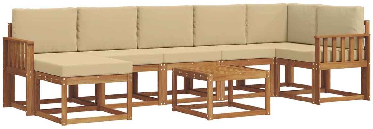 vidaXL Buiten - bank - set - 8 - st - 7-zits - Natuurlijk - en - Beige Natuurlijk en Beige