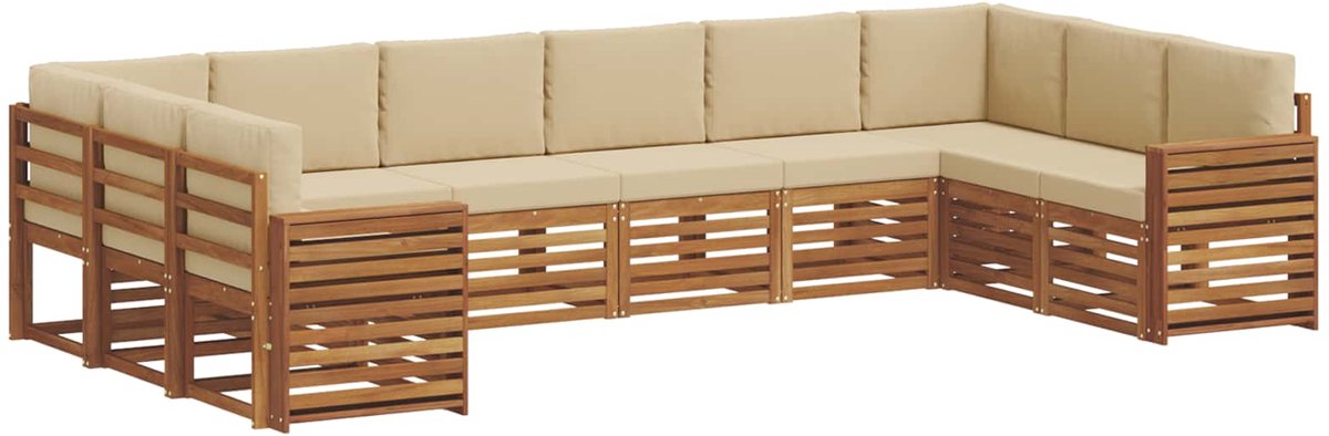 vidaXL Buiten - bank - set - 10 - st - 10-zits - Natuurlijk - en - Beige Natuurlijk en Beige