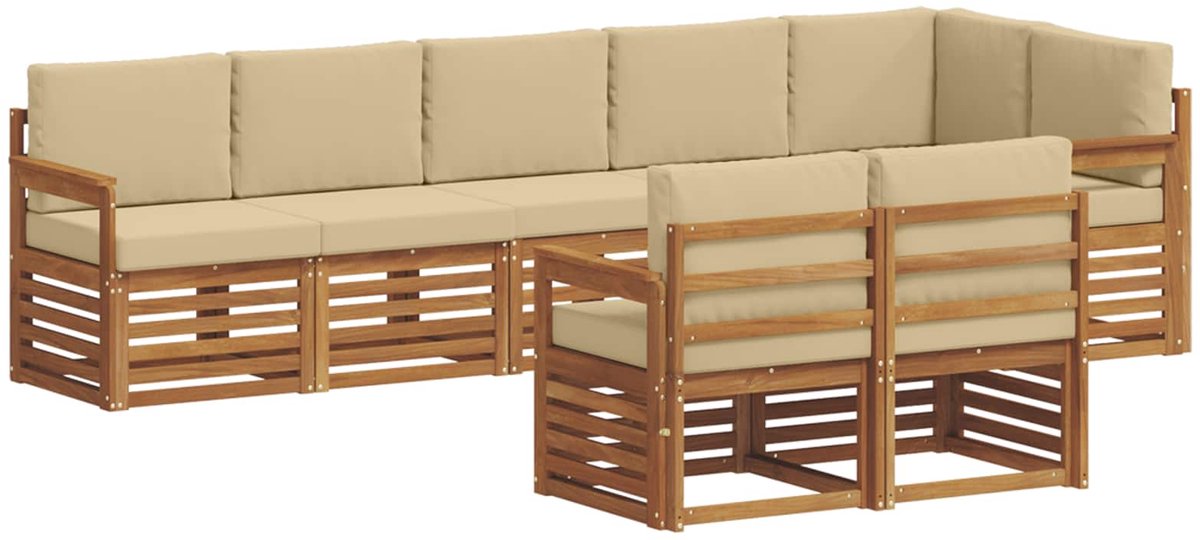 vidaXL Buiten - bank - set - 8 - st - 8-zits - Natuurlijk - en - Beige Natuurlijk en Beige