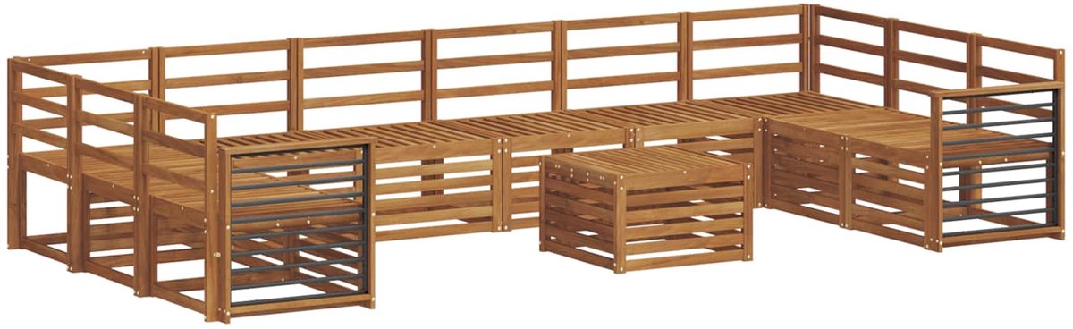 vidaXL Buiten - bank - set - 11 - st - 10-zits - Naturel - Massief - Acacia - Hout