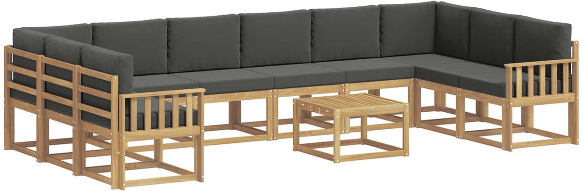 vidaXL Buiten - bank - set - 11 - st - 10-zits - Wit - en - antracietkleurig Wit en antracietkleurig