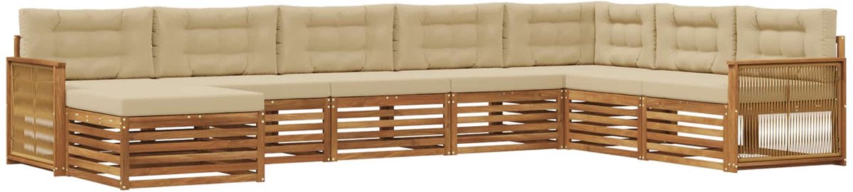 vidaXL Buiten - bank - set - 8 - st - 7-zits - Natuurlijk - en - Beige Natuurlijk en Beige