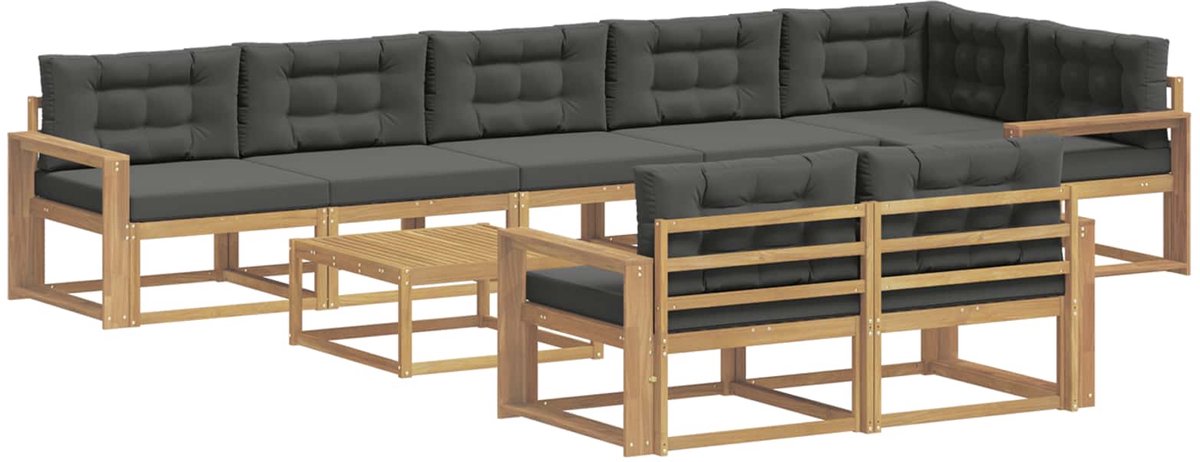 vidaXL Buiten - bank - set - 9 - st - 8-zits - Wit - en - antracietkleurig - Polyester Wit en antracietkleurig