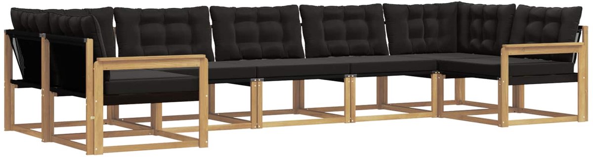 vidaXL Buiten - bank - set - 7 - st - 7-zits - Wit - en - zwart Wit en zwart