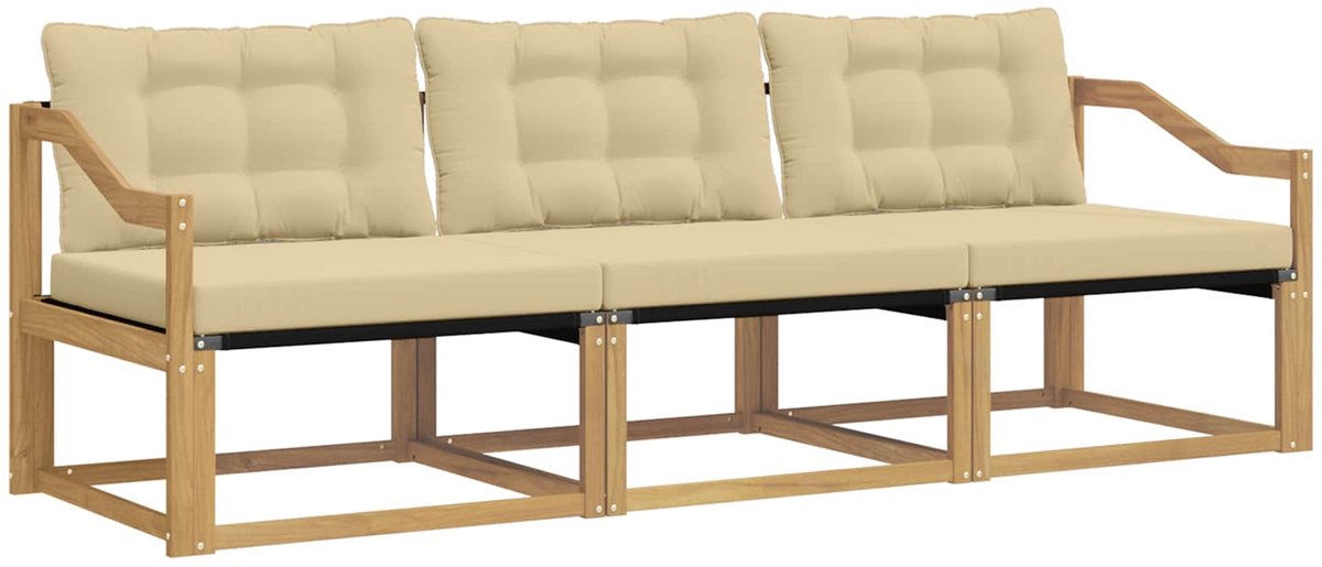 vidaXL Buiten - bank - set - 3 - st - Wit - en - Beige Wit en beige
