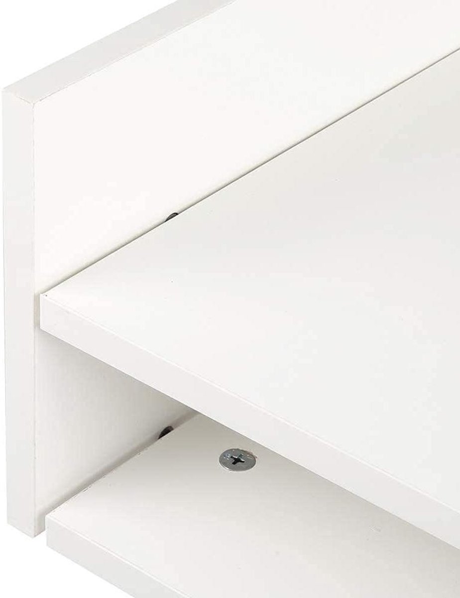 Bijzettafel Hout - Nachtkastje Opbergkast - Slaapkamer Organizer - Natuurlijk Spaanplaat Massief Hout - Niet Gespecificeerd - Wit