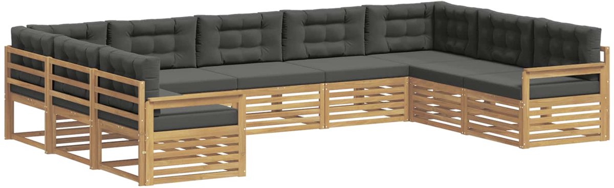 vidaXL Buiten - bank - set - 9 - st - 9-zits - Wit - en - antracietkleurig Wit en antracietkleurig