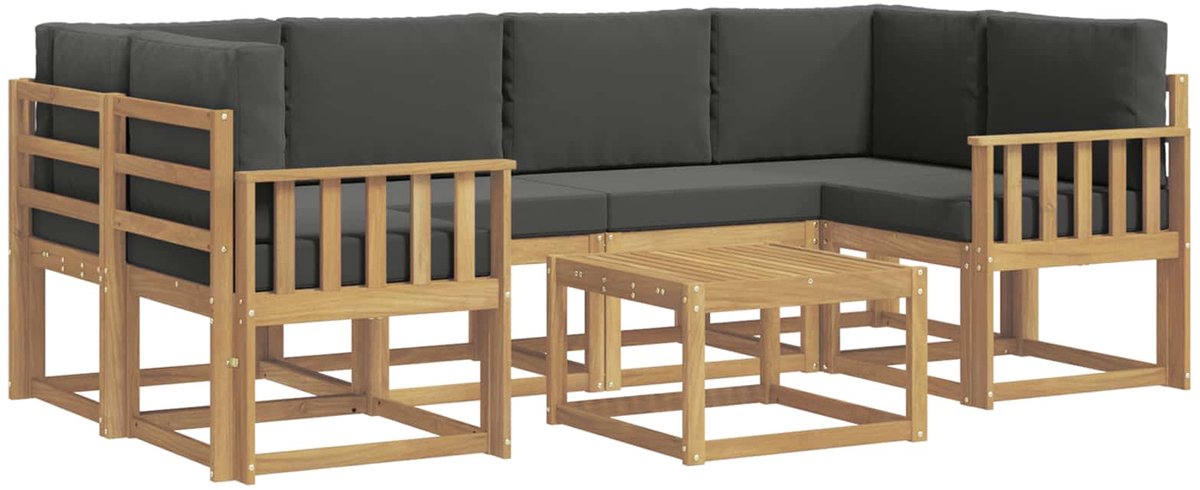 vidaXL Buiten - bank - set - 7 - st - 6-zits - Wit - en - antracietkleurig Wit en antracietkleurig