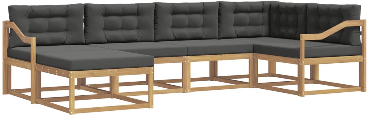 vidaXL Buiten - bank - set - 6 - st - 6-zits - Wit - en - antracietkleurig - Polyester Wit en antracietkleurig