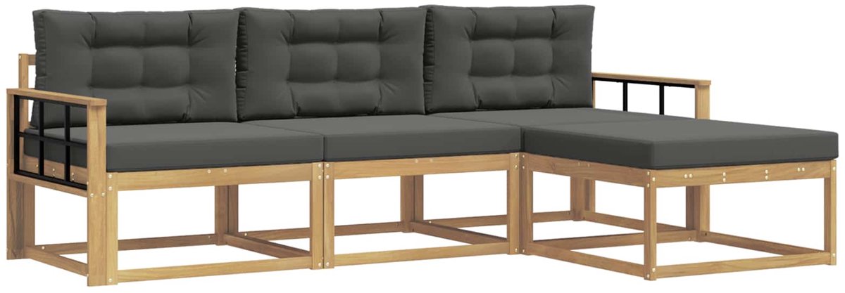 vidaXL Buiten - bank - set - 4 - st - Wit - en - antracietkleurig - Polyester Wit en antracietkleurig