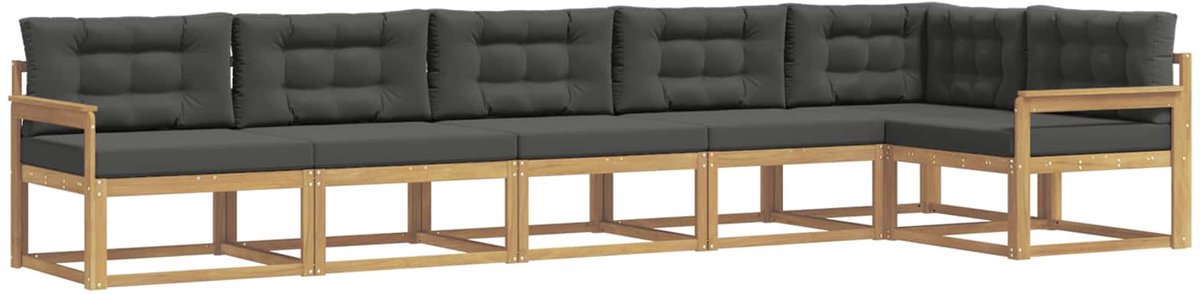 vidaXL Buiten - bank - set - 4 - st - 6-zits - Wit - en - antracietkleurig - Polyester Wit en antracietkleurig