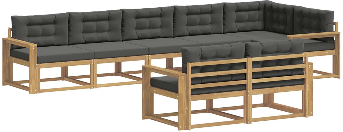 vidaXL Buiten - bank - set - 6 - st - 8-zits - Wit - en - antracietkleurig - Polyester Wit en antracietkleurig