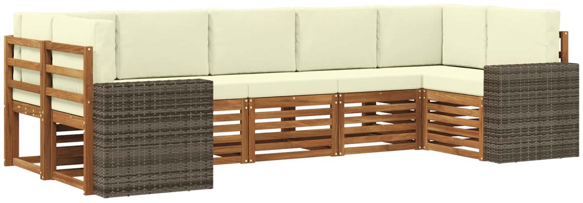 vidaXL Buiten - bank - set - 7 - st - 7-zits - Natuurlijk - en - Crème - Polyester Natuurlijk en Crème