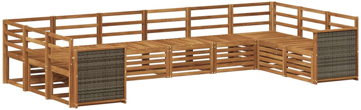 vidaXL Buiten - bank - set - 10 - st - 10-zits - Naturel - Massief - Acacia - Hout