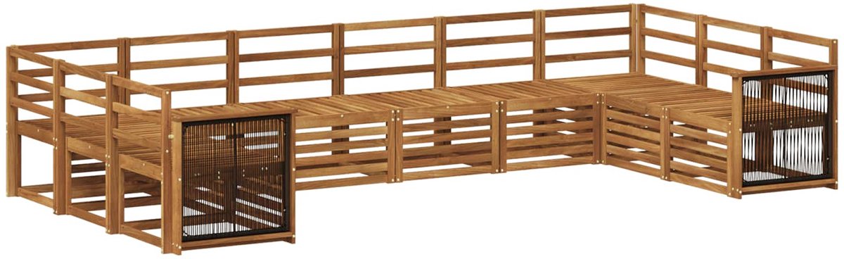 vidaXL Buiten - bank - set - 10 - st - 10-zits - Naturel - Massief - Acacia - Hout