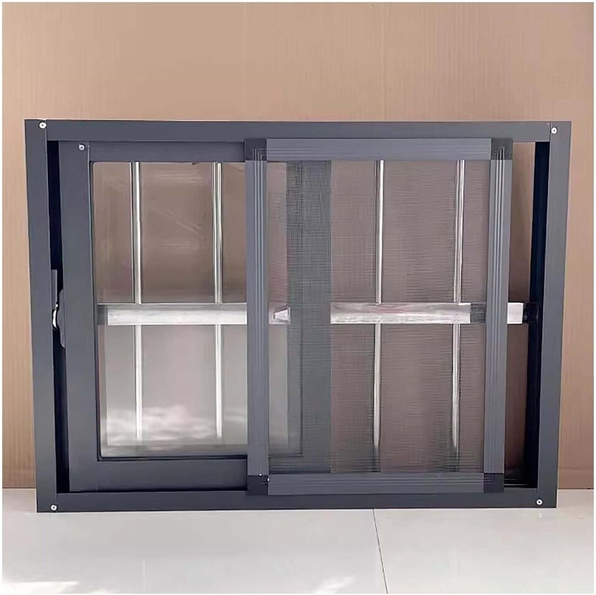 Kleine Schuiframen - Badkamerraam Garage - Ventilatie en Licht - Aluminium Frame - 4 mm Glas - Zwart