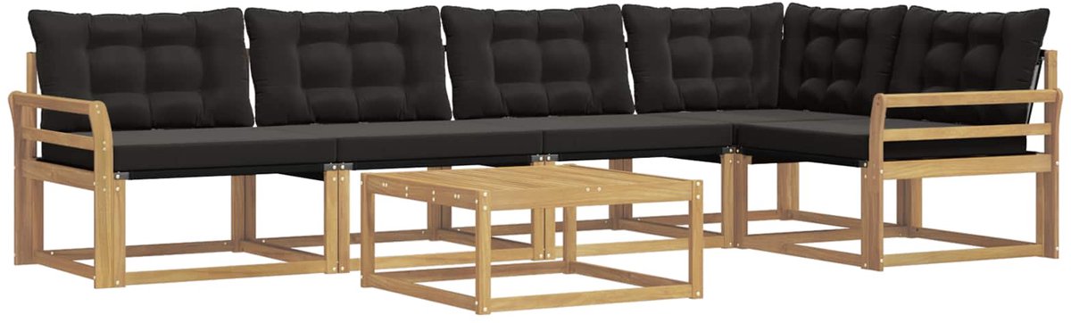 vidaXL Buiten - bank - set - 6 - st - Wit - en - zwart Wit en zwart
