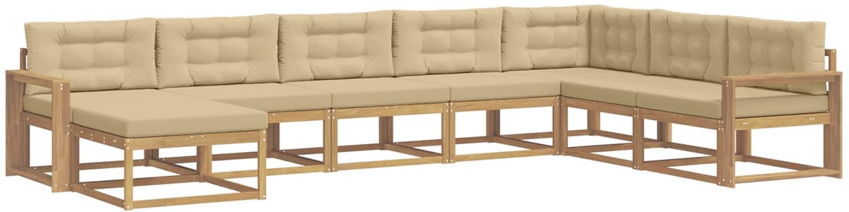 vidaXL Buiten - bank - set - 8 - st - 8-zits - Wit - en - Beige Wit en Beige