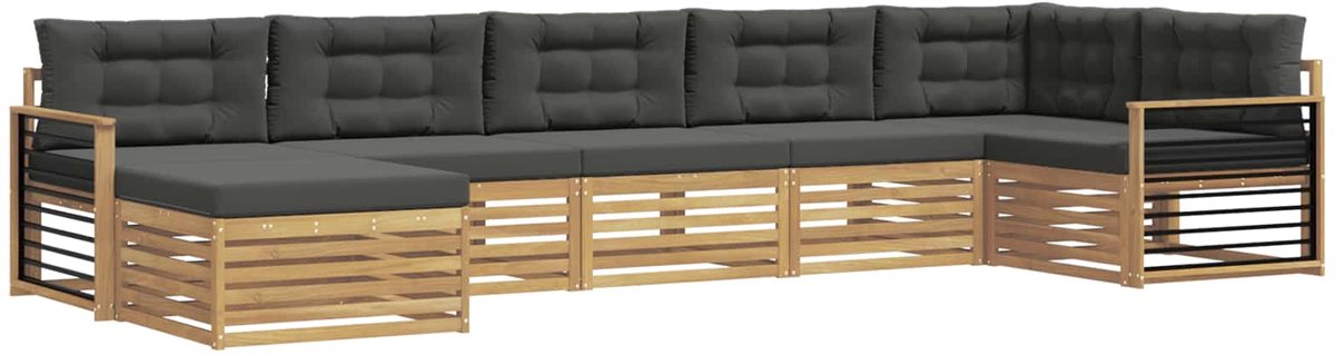 vidaXL Buiten - bank - set - 7 - st - 7-zits - Wit - en - antracietkleurig Wit en antracietkleurig