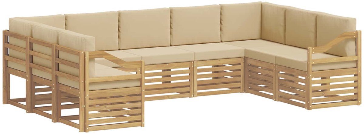vidaXL Buiten - bank - set - 9 - st - 9-zits - Wit - en - Beige - Polyester Wit en Beige