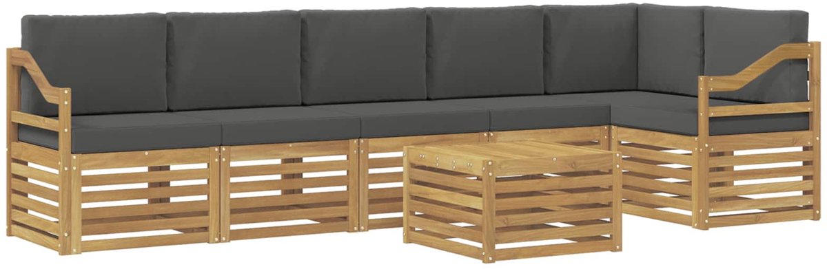 vidaXL Buiten - bank - set - 7 - st - 6-zits - Wit - en - antracietkleurig - Polyester Wit en antracietkleurig