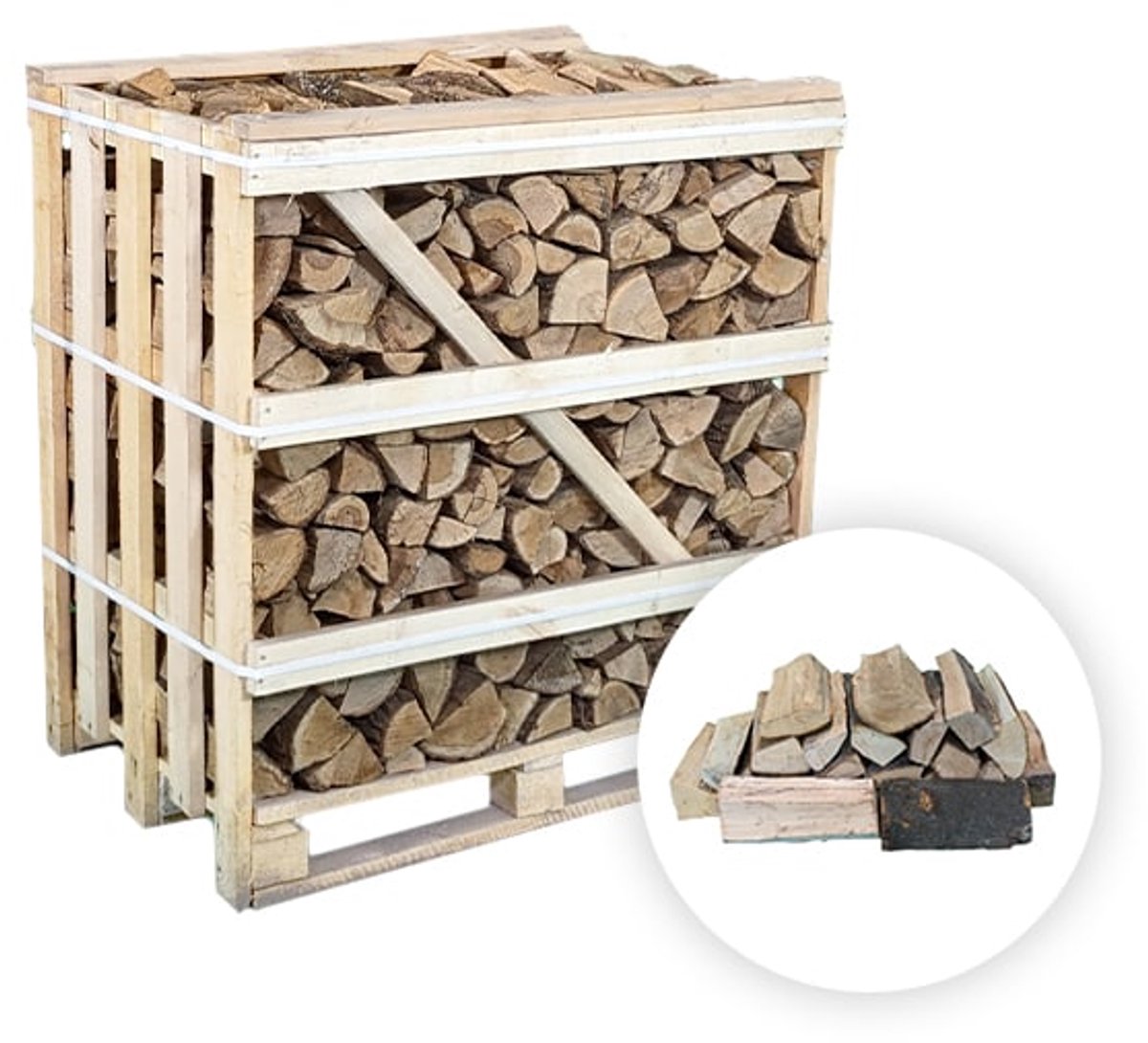 123natuurproducten.nl - Halve pallet ovengedroogd haardhout PREMIUM MIX (0,9 kuub gestapeld)