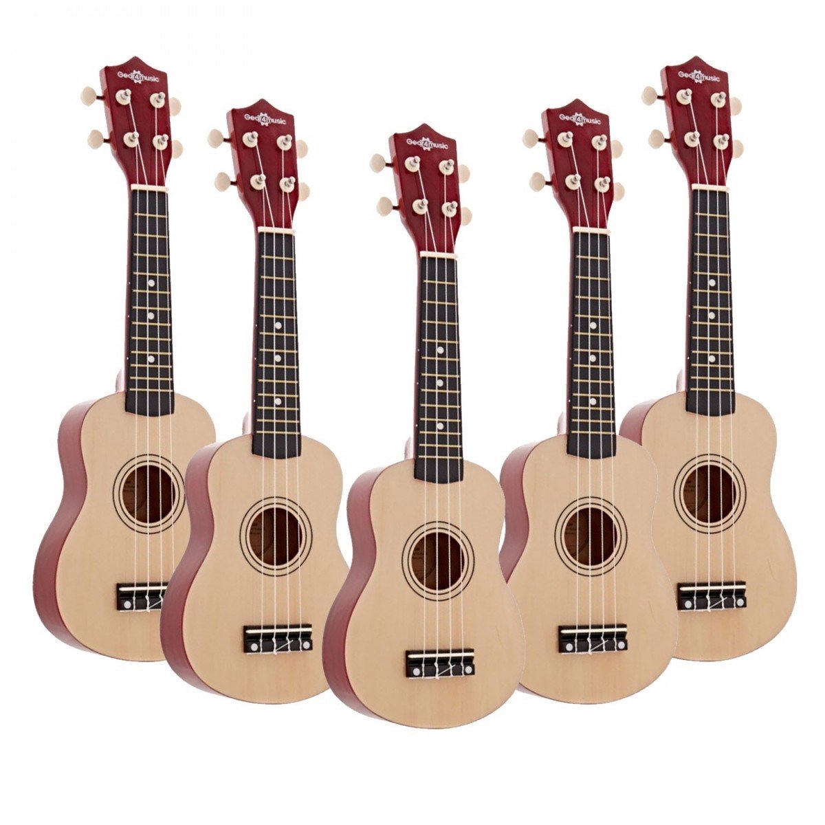 Ukulele van Gear4music, Natural, Pakket van 5