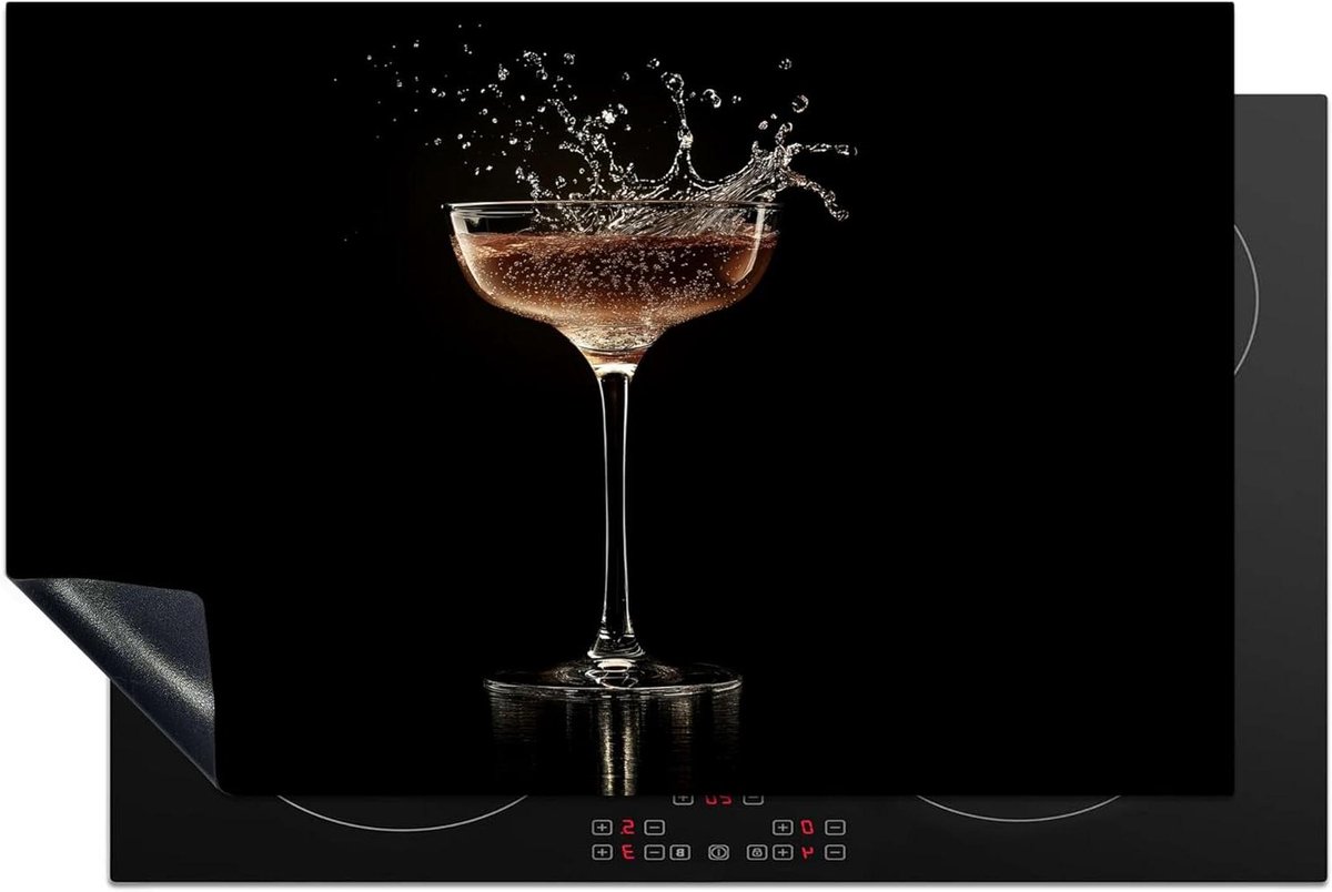 Inductie Beschermer - Kookplaat Mat - Extra Werkruimte - Unieke Foto Print - 80x52 cm - Cocktail Zwart