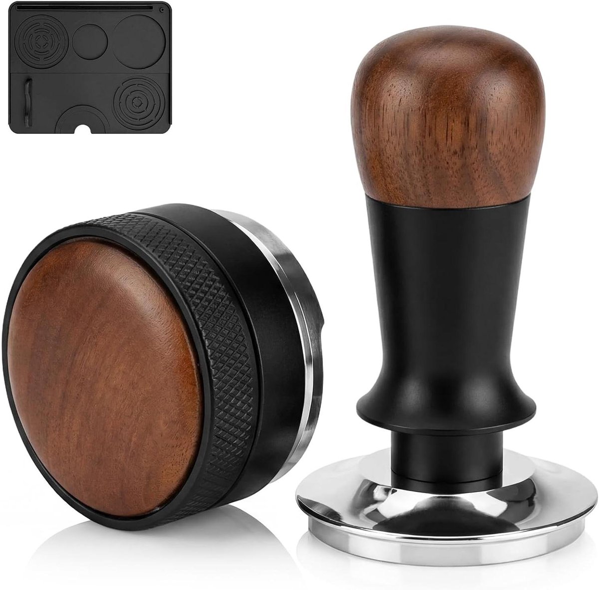 Koffie Tamper Set Barista Gereedschap Espresso Bereiding Gelijkmatige Extractie 58 mm Zilver Hout