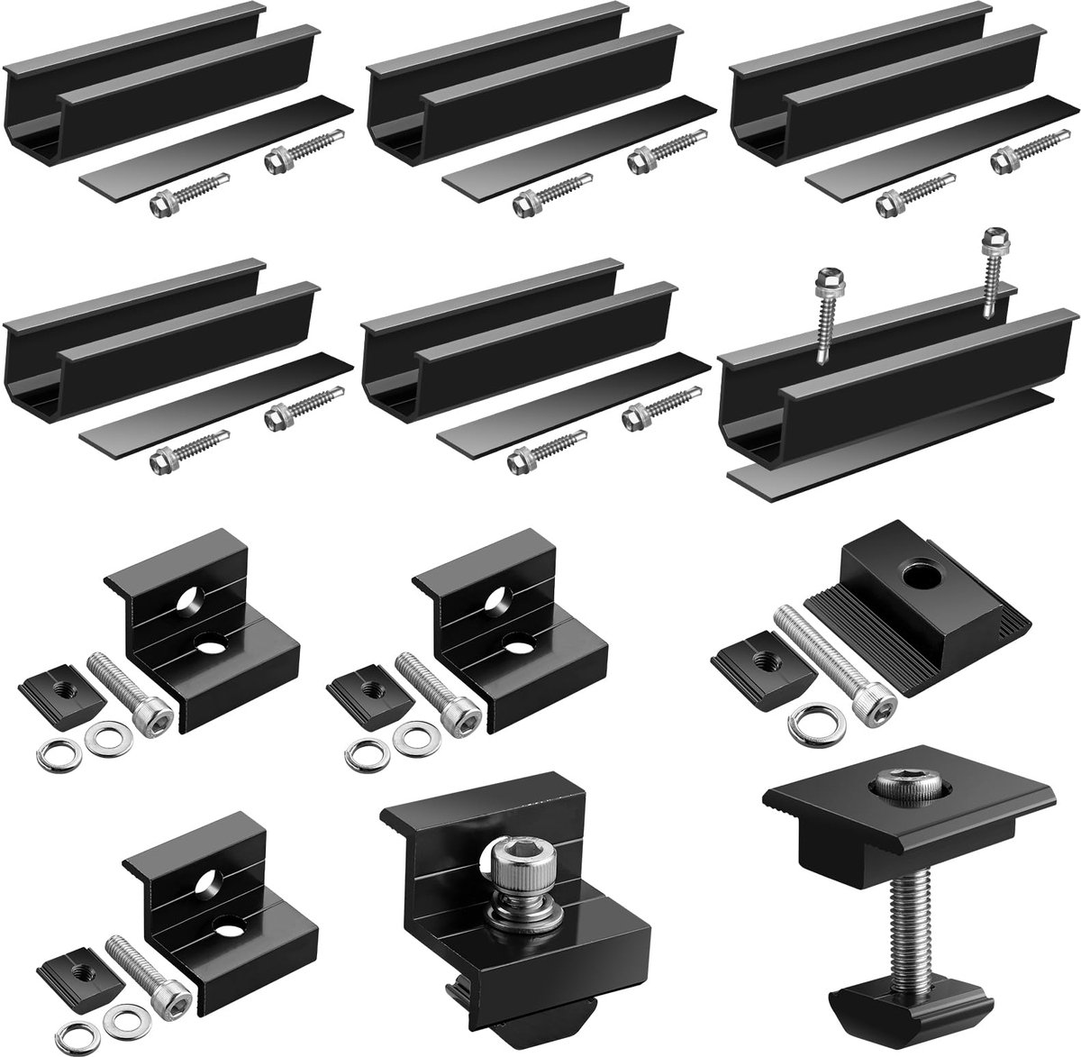 carmdering - Zonnepaneel Montagebeugels - Zonne-energie Bevestigingsset - Dakmontage Kit - Waterdichte Afdichting - Snelle Installatie - Aluminium - Weerbestendig - Veelzijdig Toepasbaar - 6 Stuks